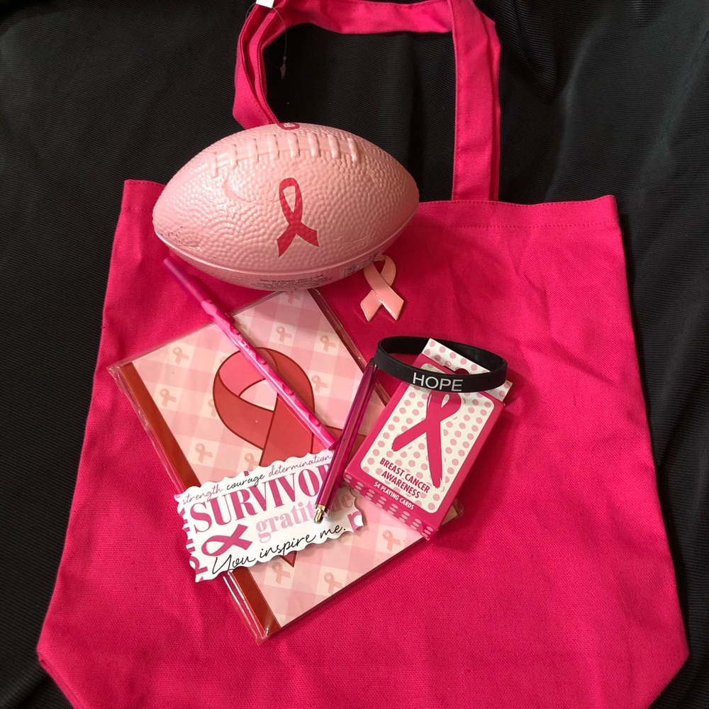 Breast cancer awareness canvas tote gift bag